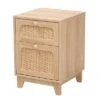 Elsbeth Wood And Natural Rattan 1 Drawer End Table Light Brown/Natural Brown - Baxton Studio