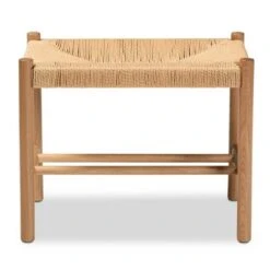 Saura Wood Hemp Accent Bench Oak Brown - Baxton Studio -Home Furniture Shop-Baxton Studio GUEST f8276090 7e84 4f1a 9ebe 68d8f197e026