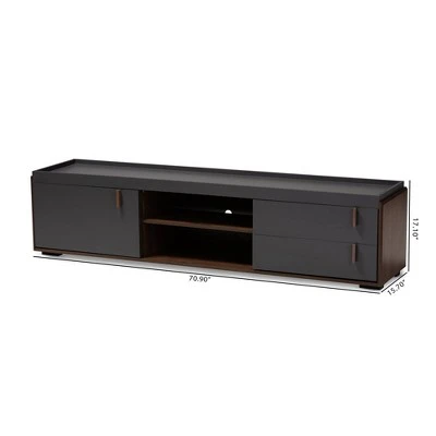 2 Drawer Rikke Two-Tone Wood TV Stand For TVs Up To 65" Gray - Baxton Studio 7 2 Drawer Rikke Two-Tone Wood TV Stand For TVs Up To 65" Gray - Baxton Studio - Image 5