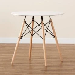 Varen Plastic And Wood Dining Table White/Oak Brown/Black - Baxton Studio -Home Furniture Shop-Baxton Studio GUEST f8bbba00 b9cb 4074 8e4d ec3aa93ff4e9