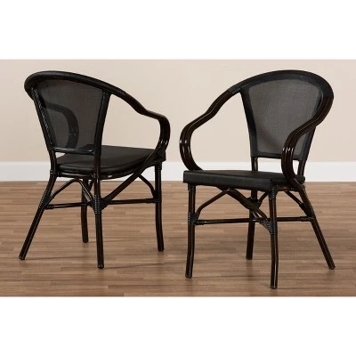 Set Of 2 Artus Indoor And Outdoor Stackable Bistro Dining Chairs - Baxton Studio 6 Set Of 2 Artus Indoor And Outdoor Stackable Bistro Dining Chairs - Baxton Studio - Image 4