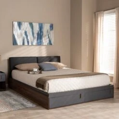 Queen Rikke Two-Tone Wood Platform Storage Bed With Upholstered Headboard Gray - Baxton Studio 14 Queen Rikke Two-Tone Wood Platform Storage Bed With Upholstered Headboard Gray - Baxton Studio -Home Furniture Shop-Baxton Studio GUEST f9eca362 7f21 48be b588 1dee53504ce1