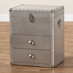 Serge Metal 2 Drawer Accent Storage Chest Silver - Baxton Studio -Home Furniture Shop-Baxton Studio GUEST fa009f94 ab4f 4d1d 9069 235abe7e2caa