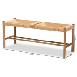 Saura Oak Wood Hemp Dining Bench Brown - Baxton Studio -Home Furniture Shop-Baxton Studio GUEST fa887503 5f62 49b3 aa58 2f28bf9f7969