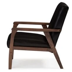 Nikko Mid - Century Modern Scandinavian Style Faux Leather Wooden Lounge Chair - Dark Brown - Baxton Studio -Home Furniture Shop-Baxton Studio GUEST faabc286 140f 4a44 bd8b 049e44d838df