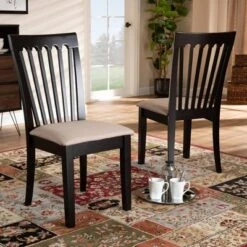 2pc Minette Fabric Upholstered Espresso Wood Dining Chair Set Sand/Dark Brown - Baxton Studio -Home Furniture Shop-Baxton Studio GUEST fae18b7b 978b 46ea af09 739821f55374