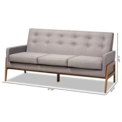 Perris Upholstered Wood Sofa Light Gray/Walnut - Baxton Studio -Home Furniture Shop-Baxton Studio GUEST fb18a40e bb64 4e89 b818 f03074f2cf56
