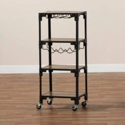 4 Tier Victor Wood And Metal Mobile Wine Cart Walnut/Black - Baxton Studio 13 4 Tier Victor Wood And Metal Mobile Wine Cart Walnut/Black - Baxton Studio -Home Furniture Shop-Baxton Studio GUEST fb3eb412 47ce 4379 93e6 a11217273b8b