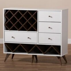 Baxton Studio Savino And Walnut Finished Wood Wine Cabinet White/Brown - BaxtonStudio -Home Furniture Shop-Baxton Studio GUEST fbb6f9ae e7ab 489a a9ab 906a102dee27
