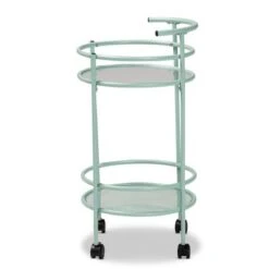 Newell Metal 2 Tier Kitchen Cart Mint Green/Black - Baxton Studio -Home Furniture Shop-Baxton Studio GUEST fc523929 9e2c 42d3 8a6d 3d29a8058f4c