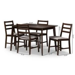 5pc Nadine Modern And Contemporary Walnut Finished Fabric Upholstered Dining Set Light Gray, Brown - Baxton Studio -Home Furniture Shop-Baxton Studio GUEST fd5e9484 e901 4eea a256 e3abf6be9603