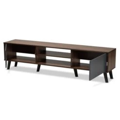 Clapton Multi Toned Wood TV Stand For TVs Up To 75" Gray/Brown - Baxton Studio