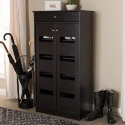Acadia Modern And Contemporary Finished Shoe Cabinet Dark Brown - Baxton Studio -Home Furniture Shop-Baxton Studio GUEST fd9ff826 0524 41ce be91 4f75afb95f30