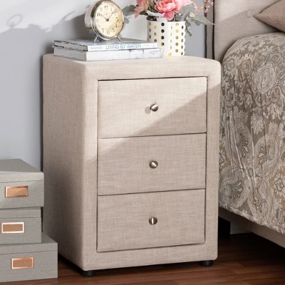 Tessa 3 Drawer Nightstand - Baxton Studio 7 Tessa 3 Drawer Nightstand - Baxton Studio - Image 5