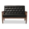 Sorrento Mid-Century Retro Modern Faux Leather Upholstered Wooden 2 Seater Loveseat - Baxton Studio