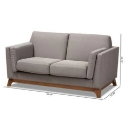 Baxton Studio Sava Fabric Upholstered Walnut Wood 2 Seater Loveseat Gray - BaxtonStudio -Home Furniture Shop-Baxton Studio GUEST ff870430 ad74 4b2c a692 32807db9ba69
